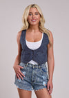 Roper Women Denim Mini Vest - Broken horn