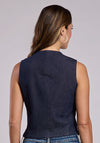 Stetson Dark Wash Stretch Denim Vest - Broken horn