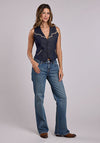 Stetson Dark Wash Stretch Denim Vest - Broken horn