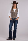 Stetson Womens Novelty Herringbone Tweed Vest - Broken horn