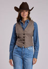 Stetson Womens Novelty Herringbone Tweed Vest - Broken horn