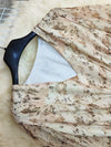 V-Neck Floral Printed Bohemian Layered Dress Apricot - Broken horn