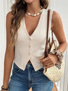 Textured Waistcoat Buttoned Tank Top - Broken horn
