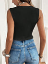 Textured Waistcoat Buttoned Tank Top - Broken horn