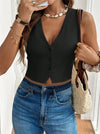 Textured Waistcoat Buttoned Tank Top - Broken horn