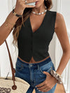 Textured Waistcoat Buttoned Tank Top - Broken horn