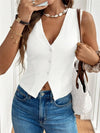 Textured Waistcoat Buttoned Tank Top - Broken horn