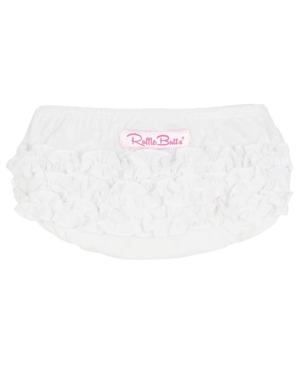Baby Girls White Woven RuffleButt Bloomer - Broken horn