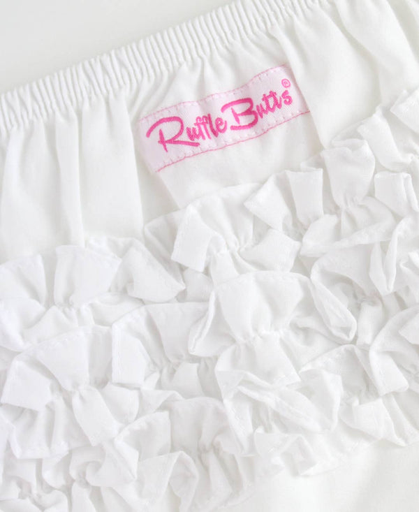 Baby Girls White Woven RuffleButt Bloomer - Broken horn