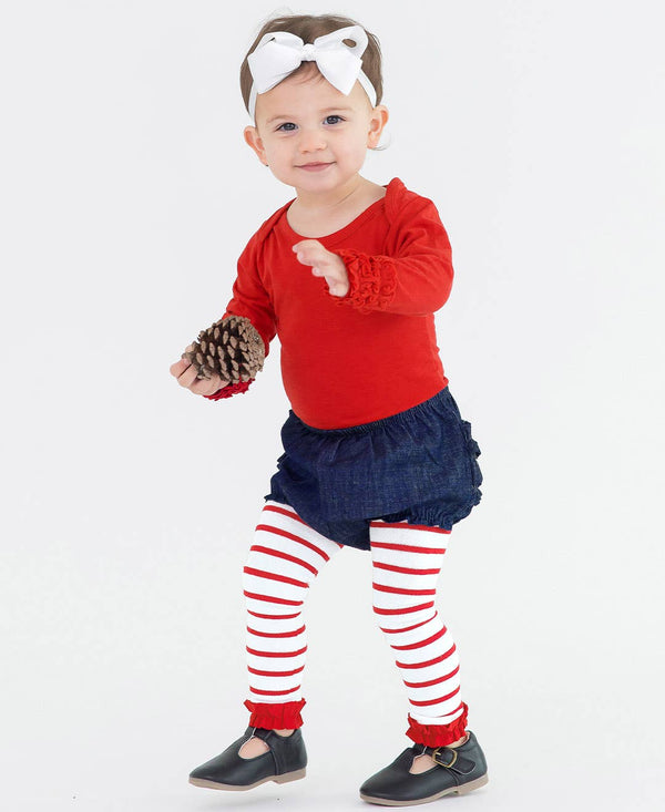 Baby Girls Dark Wash Woven RuffleButt Bloomer - Broken horn
