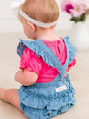 Baby Girls Light Wash Flutter Overall Romper - Broken horn