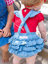 Baby Girls Light Wash Flutter Overall Romper - Broken horn
