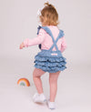 Baby Girls Light Wash Flutter Overall Romper - Broken horn