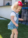 Baby Girls Light Wash Flutter Overall Romper - Broken horn