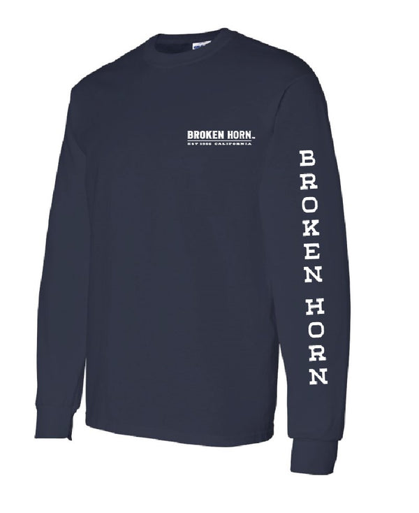 Broken Horn Logo Tee - Long Sleeve Navy - Broken horn