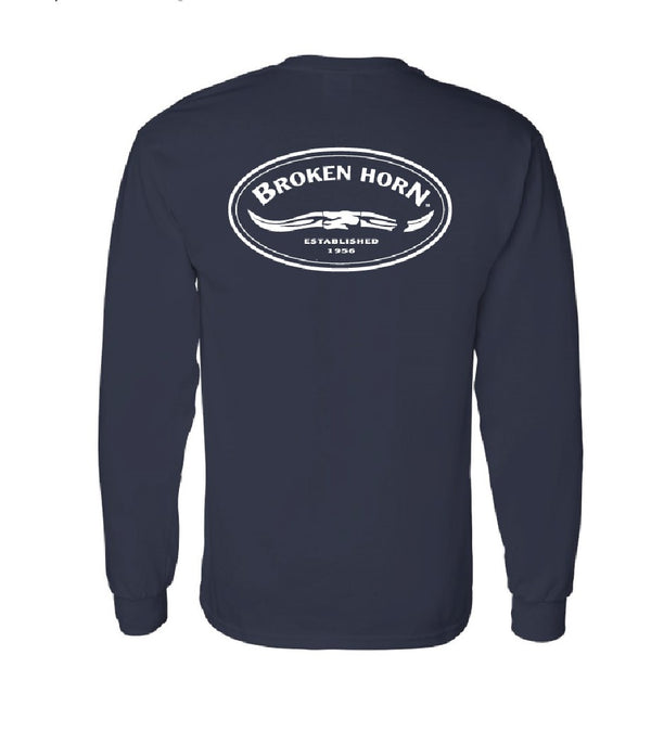 Broken Horn Logo Tee - Long Sleeve Navy - Broken horn
