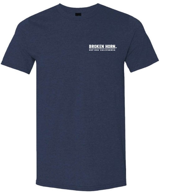 Broken Horn Logo Tee - Heather Navy - Broken horn