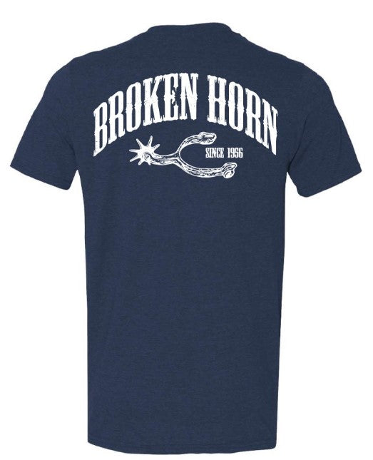 Broken Horn Logo Tee - Heather Navy - Broken horn