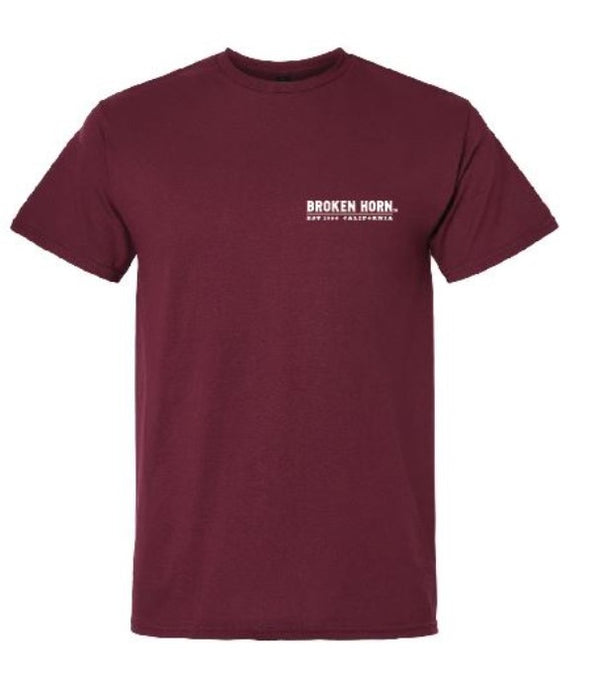 Broken Horn Logo Tee Maroon - Broken horn