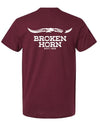 Broken Horn Logo Tee Maroon - Broken horn