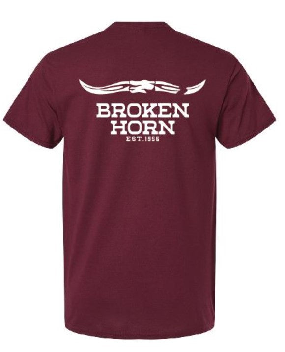 Broken Horn Logo Tee Maroon - Broken horn