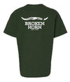 Broken Horn Youth Logo Tee - Forest Green - Broken horn