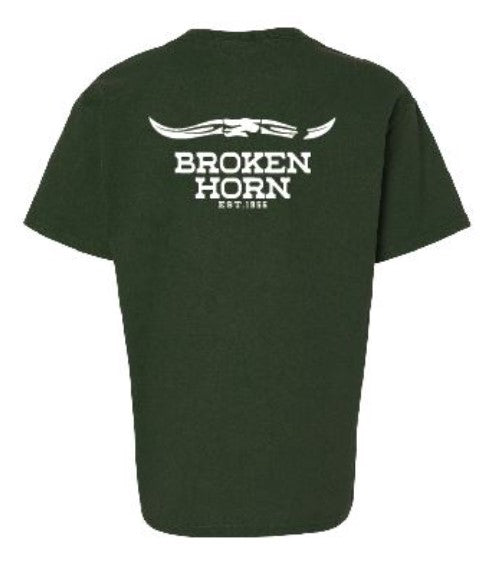 Broken Horn Youth Logo Tee - Forest Green - Broken horn