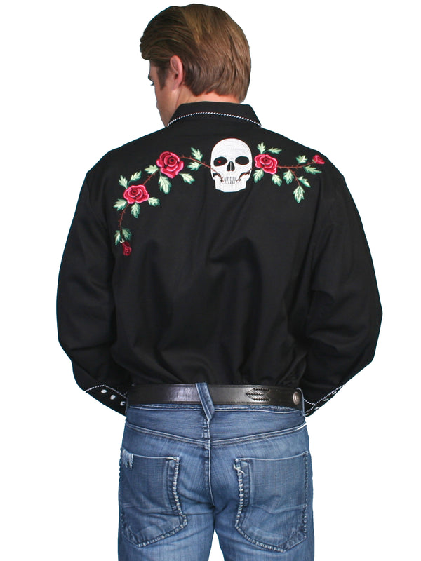 Scully Western Skull Shirt - Broken horn