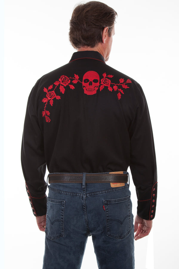 Scully Western Skull Shirt - Broken horn