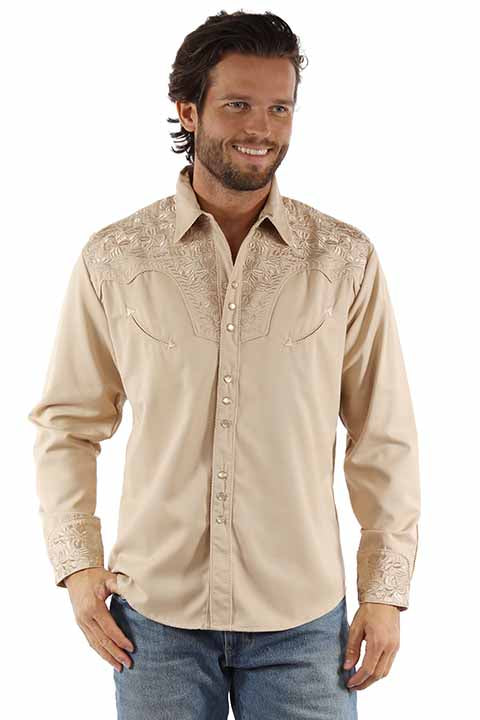 Scully Floral Tooled Embroidery Shirt - Broken horn