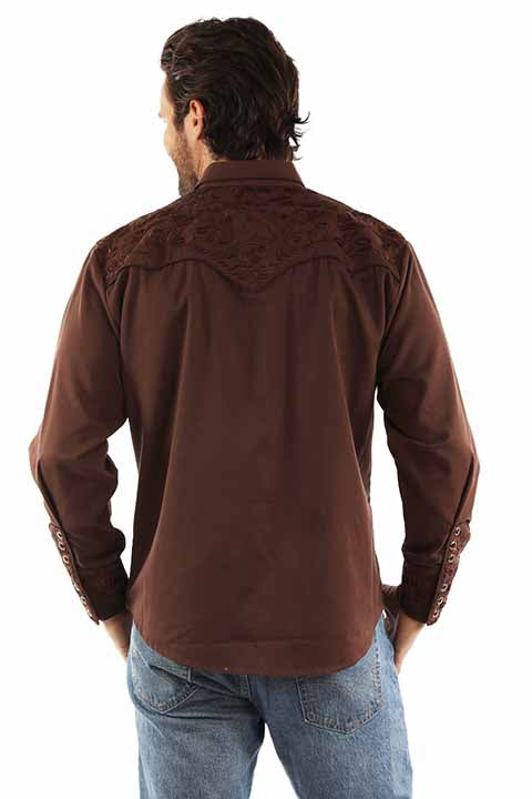 Scully Floral Tooled Embroidery Shirt - Broken horn