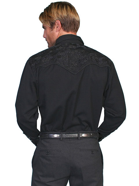 Scully Floral Tooled Embroidery Shirt - Broken horn