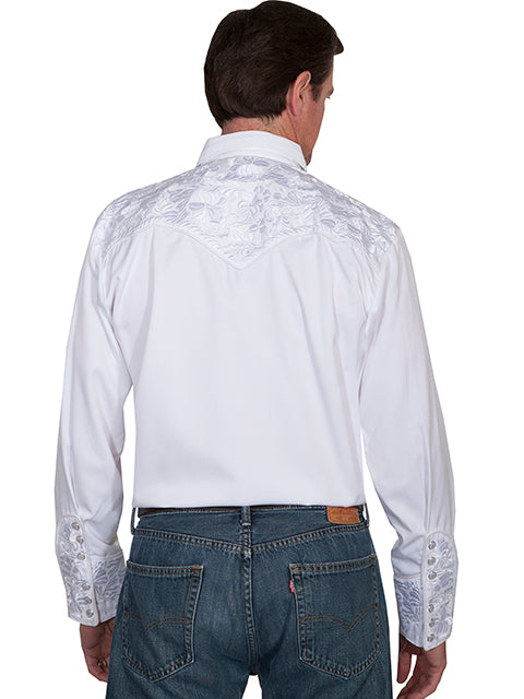 Scully Floral Tooled Embroidery Shirt - Broken horn