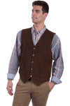 Scully Snap Front Vest - Suede Leather - Broken horn