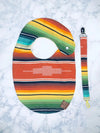 Rust Serape Bib & Pacifier Clip Set - Broken horn