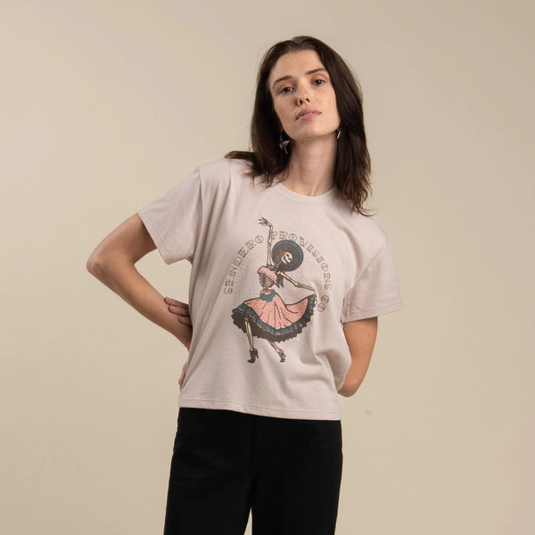 Sendero Viejones Crop Tee - Sand - Broken horn