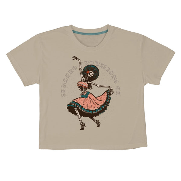 Sendero Viejones Crop Tee - Sand - Broken horn