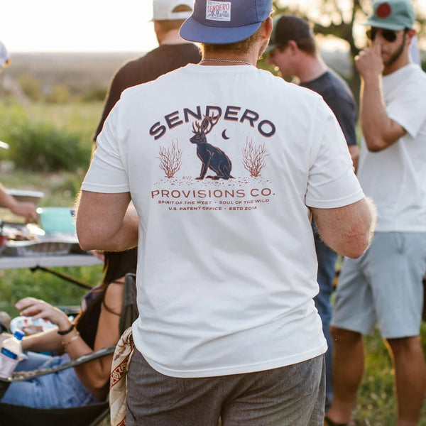 Sendero Jackalope Pocket T-Shirt Vintage White - Broken horn
