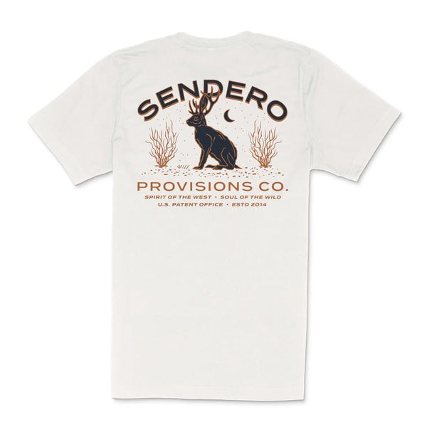 Sendero Jackalope Pocket T-Shirt Vintage White - Broken horn