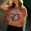 Sendero Cosmic Cowboy Women's Crop Tee - Dusty Mauve - Broken horn
