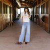 Sendero Vaqueros Crop Tee - White - Broken horn