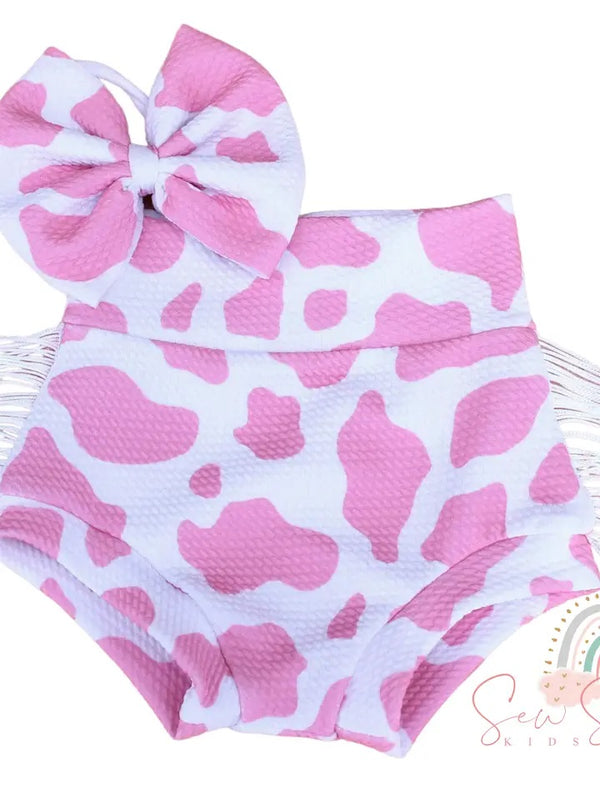 3pc Cow Girl Fringed Bummie and One Shoulder Leo - Broken horn