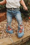 Floral Boot Flare Denim Jeans - Broken horn