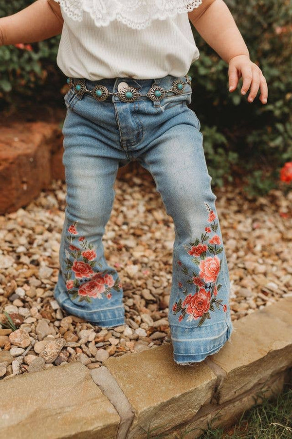 Floral Boot Flare Denim Jeans - Broken horn