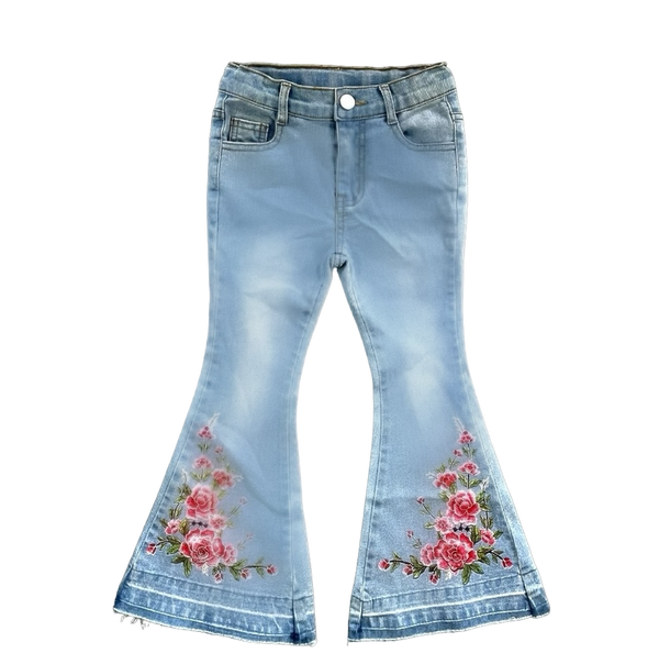 Floral Boot Flare Denim Jeans - Broken horn