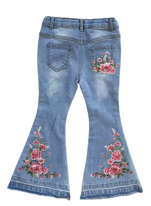 Floral Boot Flare Denim Jeans - Broken horn