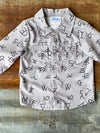 Brand Print Pearl Snap Shirt Toddler - Broken horn