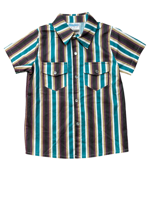 Vintage Pin Stripe Pearl Snap Shirt - Broken horn
