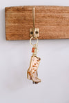 Pink Floral Cowgirl Boots Enamel Keychain Bag Charm - Broken horn