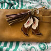 Pink Sunburst Cowgirl Boots Enamel Keychain Bag Charm - Broken horn